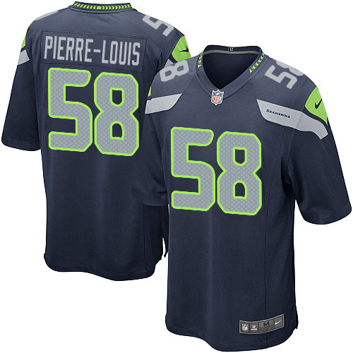 Men's Game Kevin Pierre-Louis Nike Jersey Navy Blue Home - #58 NFL Seattle Seahawks